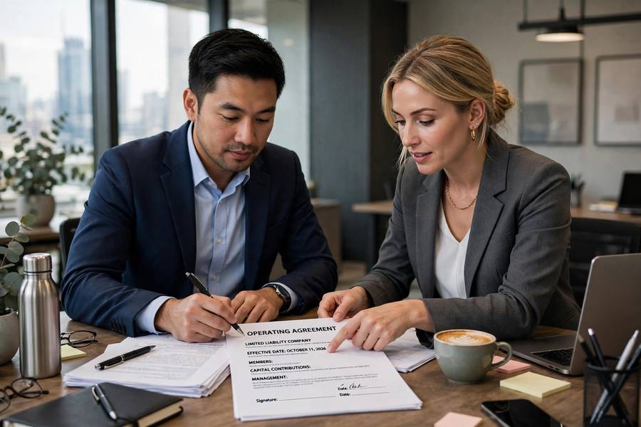 Partners signing LLC operating agreement template