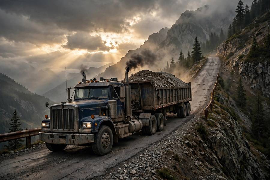 Diesel truck using low end torque to pull a heavy load uphill