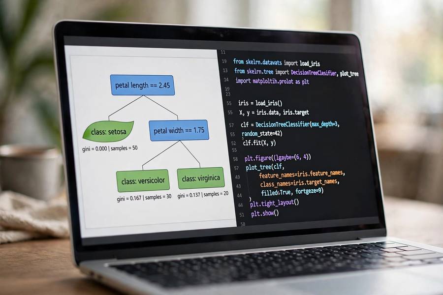 A decision tree model visualized in Python