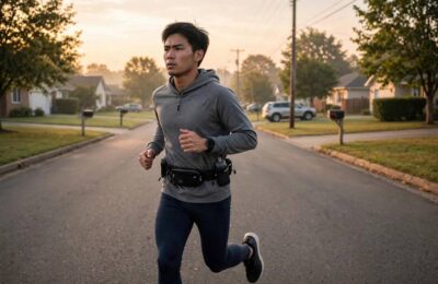 Beginner runner on a long run during marathon training for beginners
