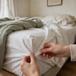 How to Fold a Fitted Sheet: The Easy Method That Works Hands tucking the elastic corner of a fitted sheet to fold it neatly on a bed