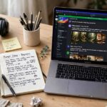 Midjourney Prompt Tips for Beginners: 12 Habits That Work Beginner practicing midjourney prompt tips for beginners at a desk with notes