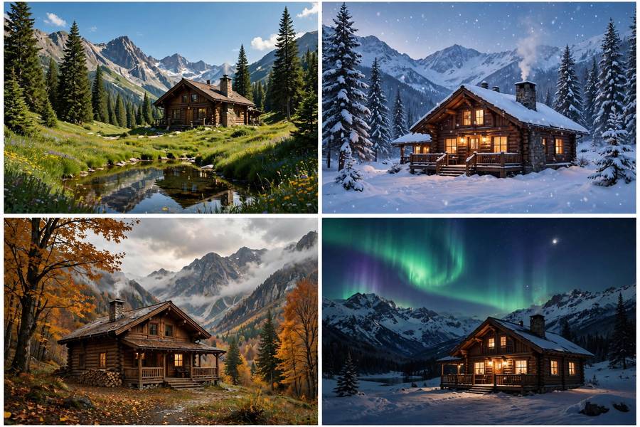 Four image variations demonstrating midjourney prompt tips for beginners iteration habit