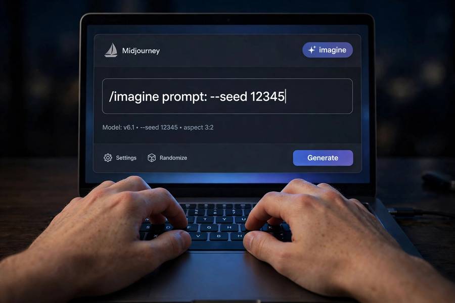 Typing the --seed parameter in Midjourney as explained in the seed parameter guide