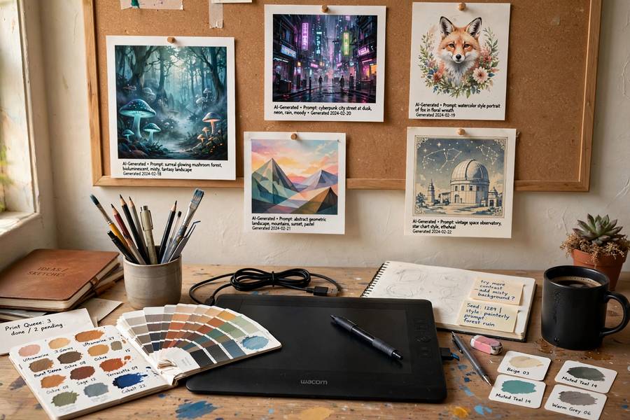 Artist workspace relevant to the midjourney vs dall-e comparison for creators