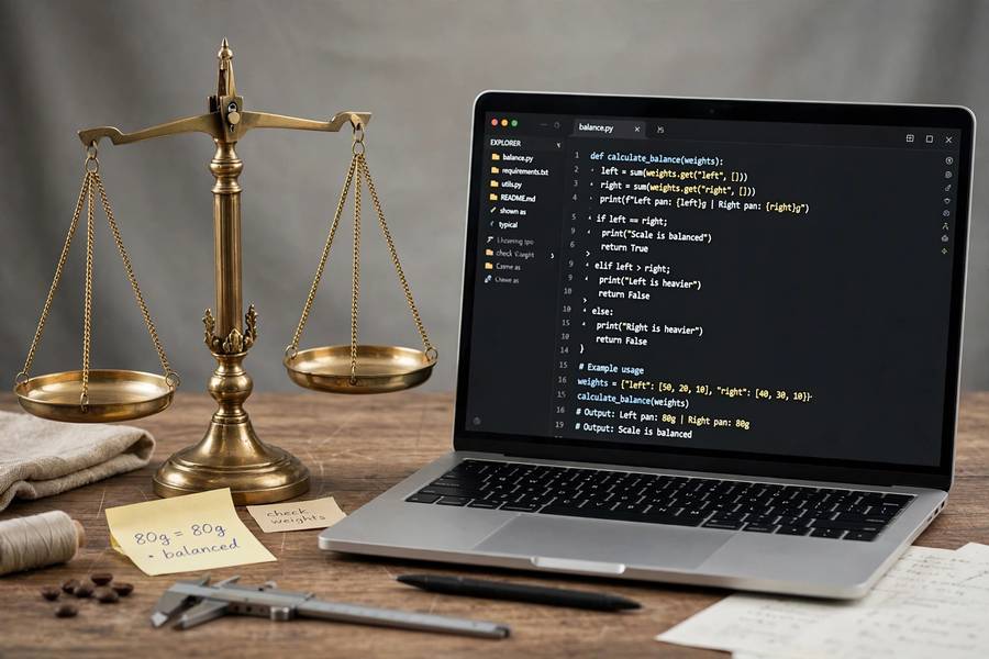 Balanced scales and laptop symbolizing mitigating AI bias