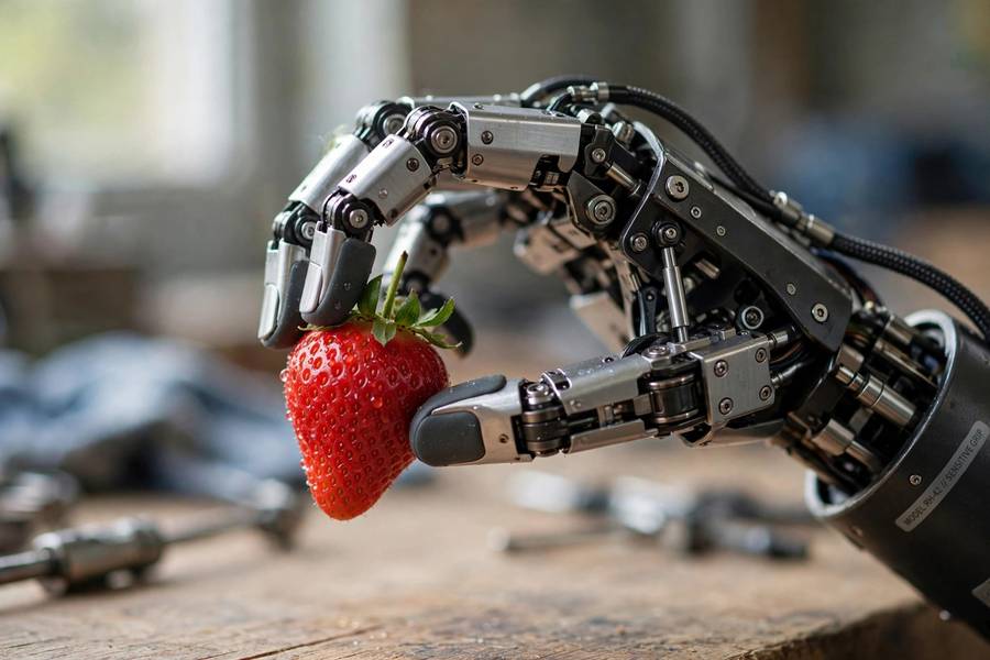 A robot attempting delicate manipulation, the 'easy' task at the heart of Moravec's paradox