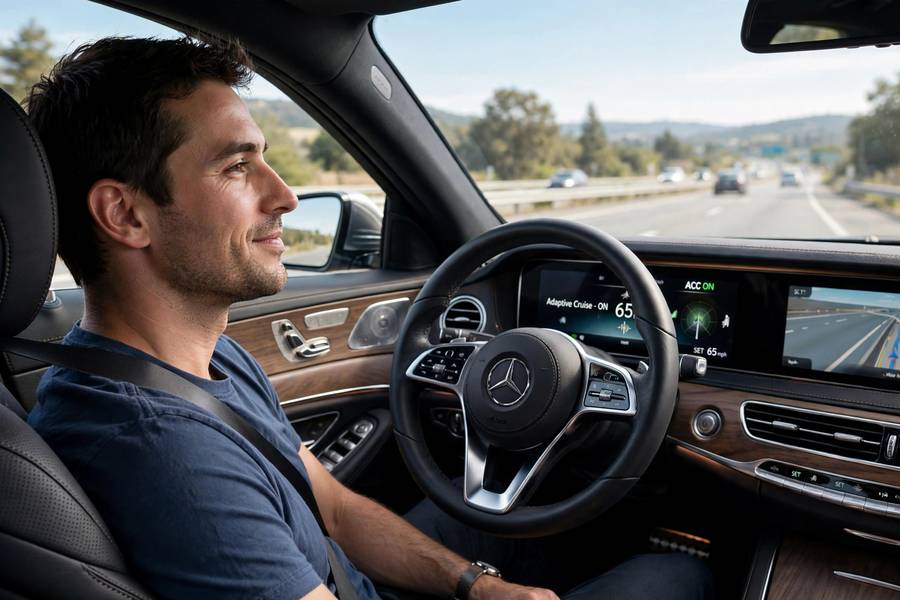 Relaxed highway cruising in one of the most comfortable luxury cars for long drives