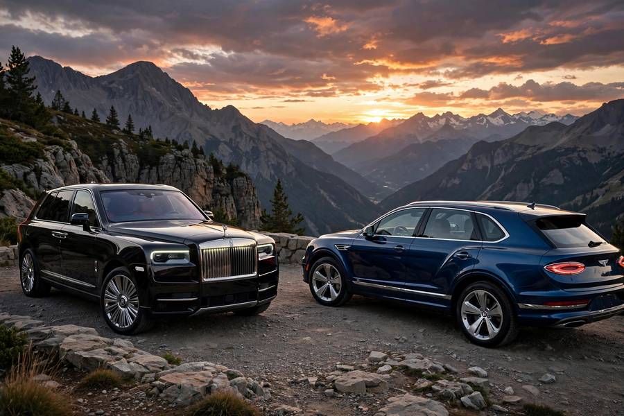 Most luxurious SUVs in the world: Cullinan and Bentayga at sunset
