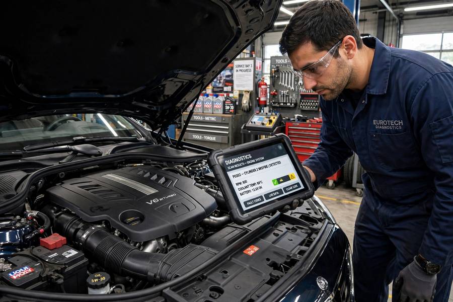 Mechanic inspecting engine reliability in most reliable luxury cars 2026