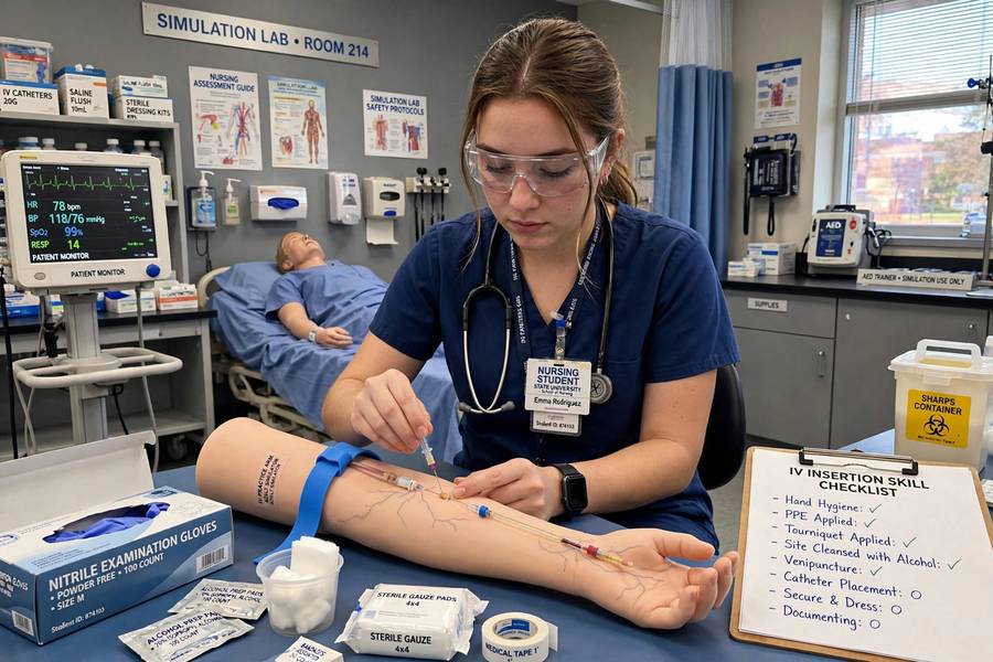 Nursing student training representing healthcare among the most useful degrees