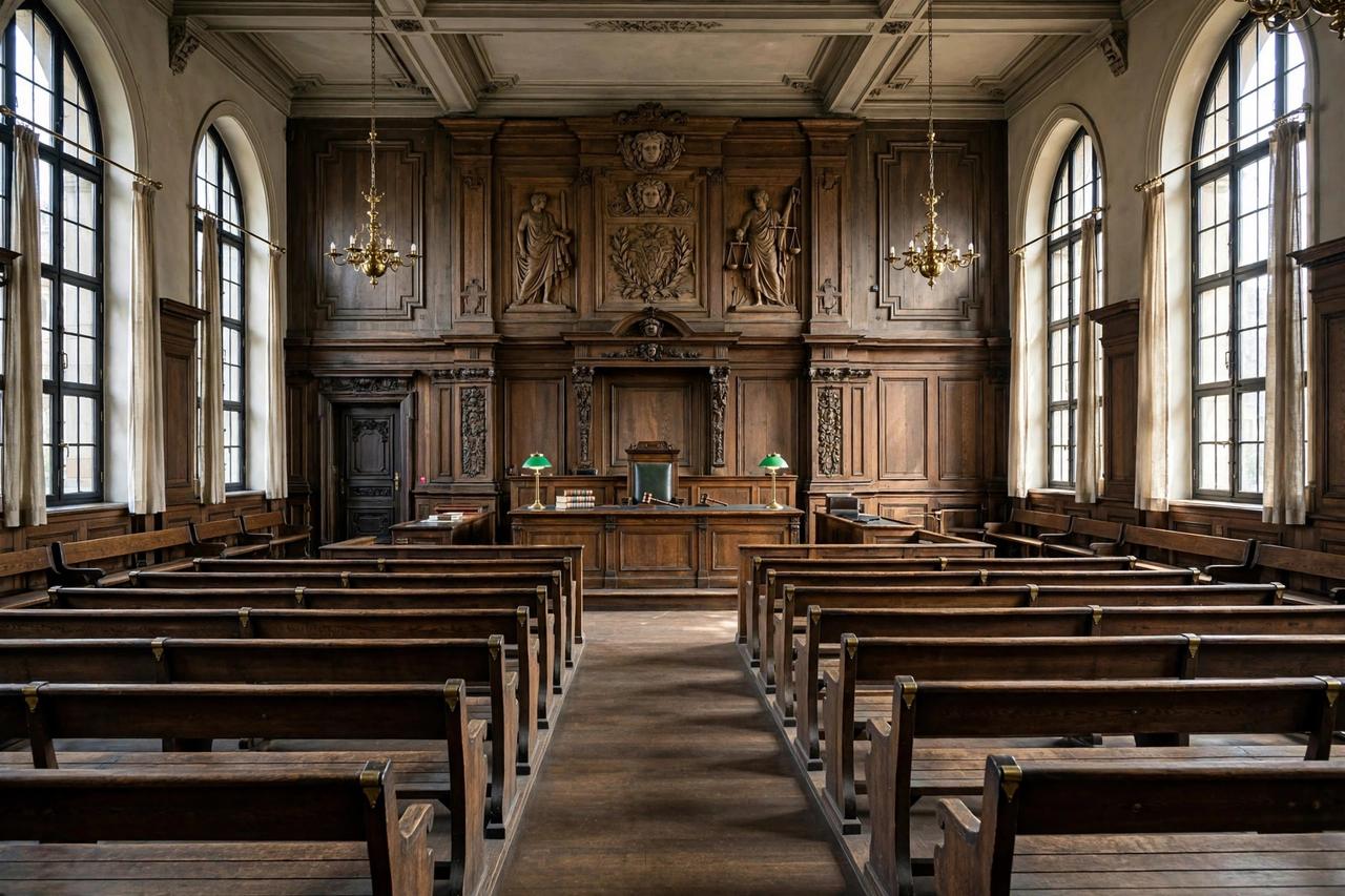 The historic Nuremberg courtroom where Navi Pillay spoke after winning the Nobel Peace Prize