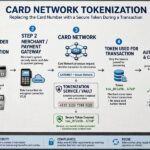 Network Tokenization Explained: How Card Networks Protect Data Diagram showing a card network replacing a card number with a secure token