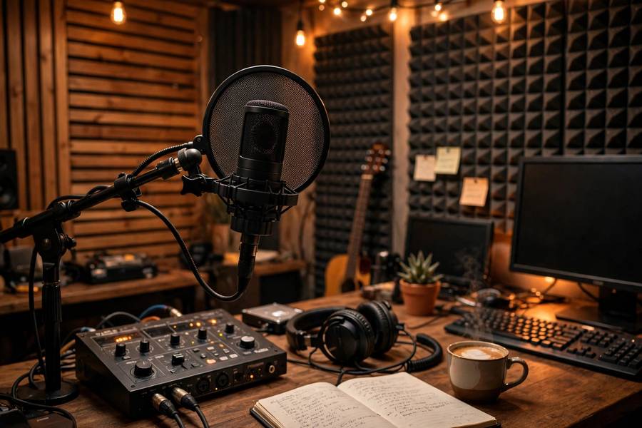 Professional recording studio where training data for neural text to speech is captured