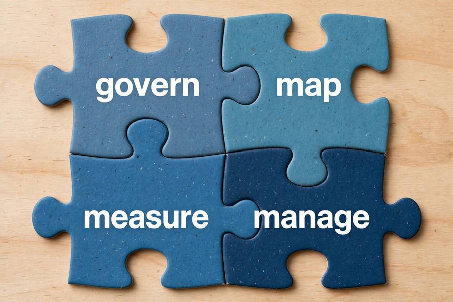 Diagram of the four NIST AI RMF functions: Govern, Map, Measure, Manage