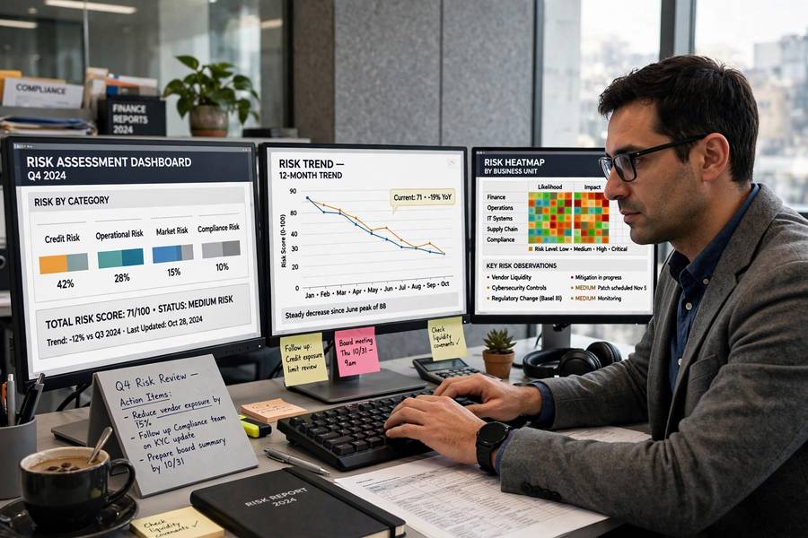 Analyst monitoring AI risks on a dashboard using the NIST framework