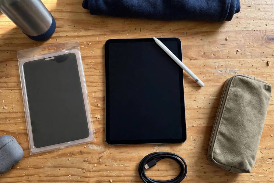 iPad study accessories on dorm desk