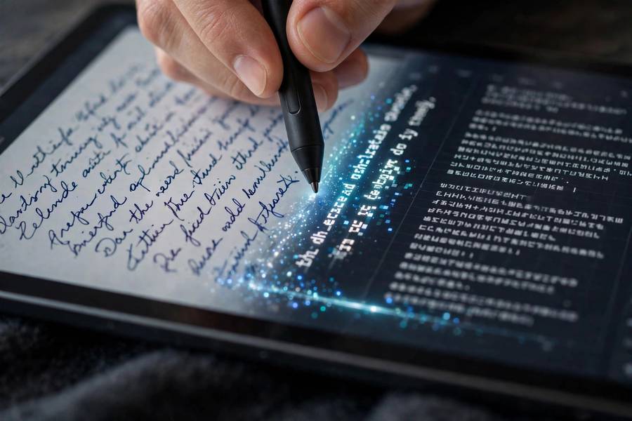 Handwriting converting to typed text on tablet
