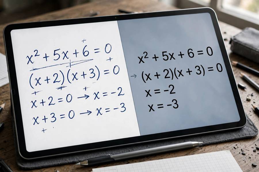 Handwritten math equations converting to digital text