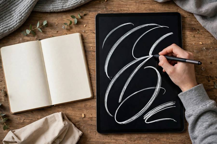 Student practicing clear handwriting on tablet