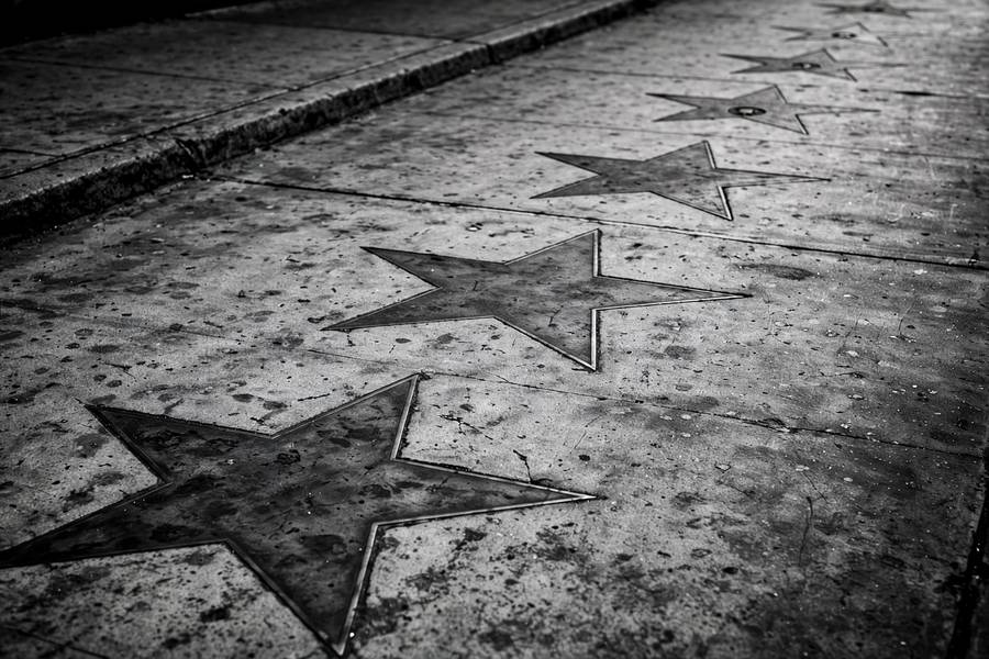 Vintage-era stars embedded in the Hollywood sidewalk