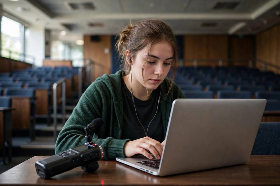 Recording lecture audio while taking notes on laptop