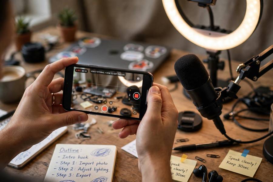 Recording a video tutorial for an online course