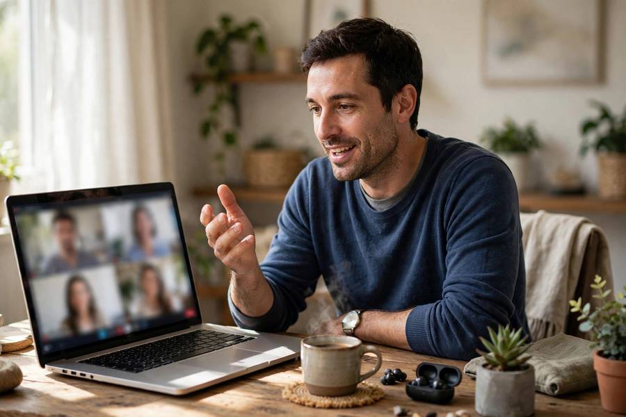 Home-based entrepreneur video calling clients