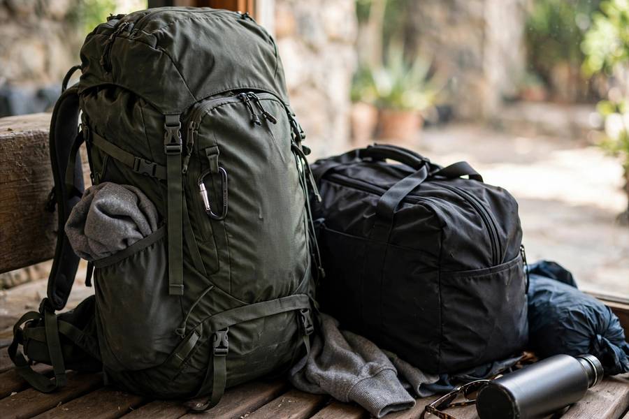 Traveler lifting light carry-on at airport