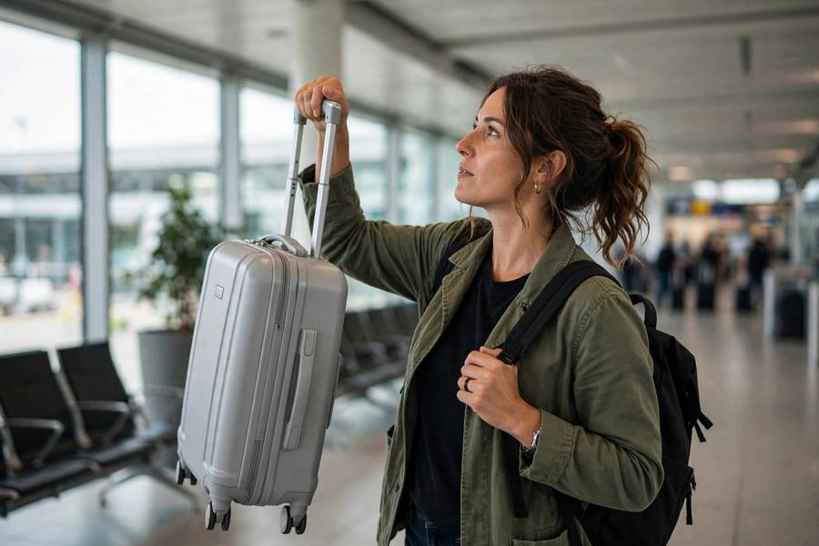 35L backpack next to packed personal item