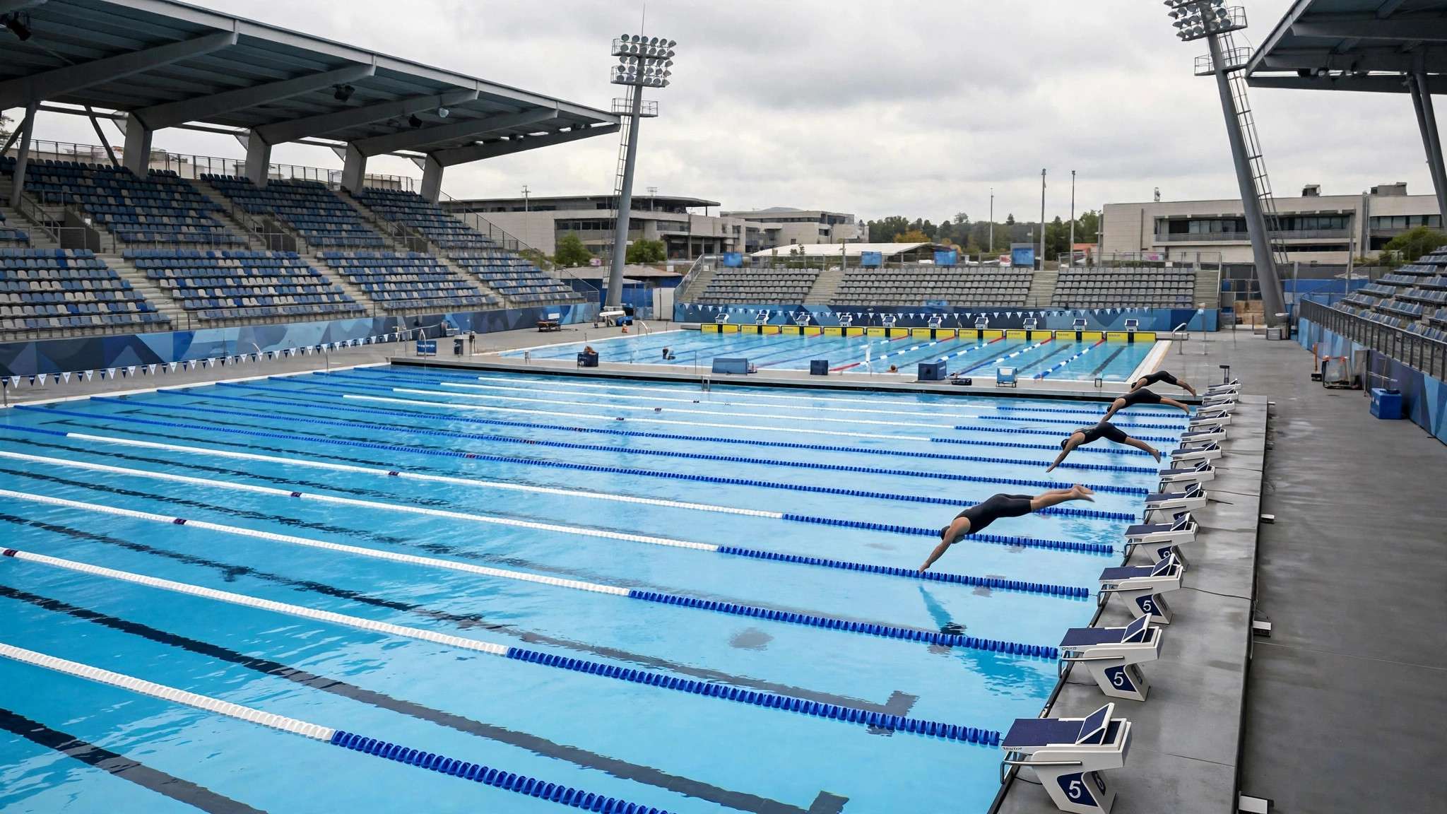 para swimmers diving into a pool at the start of a race
