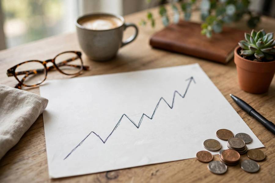 Growing passive income chart with upward trend