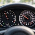 Tachometer showing the RPM range where peak torque rpm range explained concepts apply