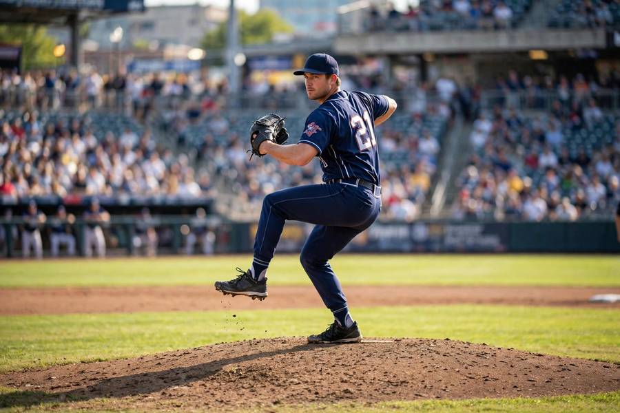 Pitcher on the mound during a perfect game in baseball