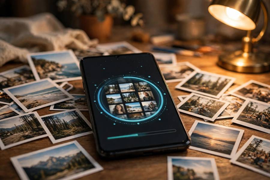 Memory card connected to a computer for photo recovery