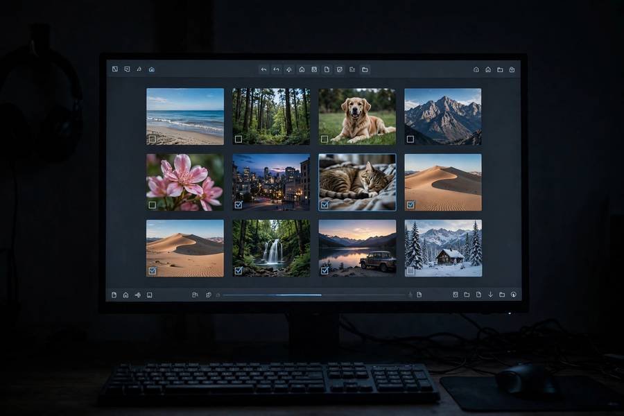 Preview thumbnails of found photos in recovery software