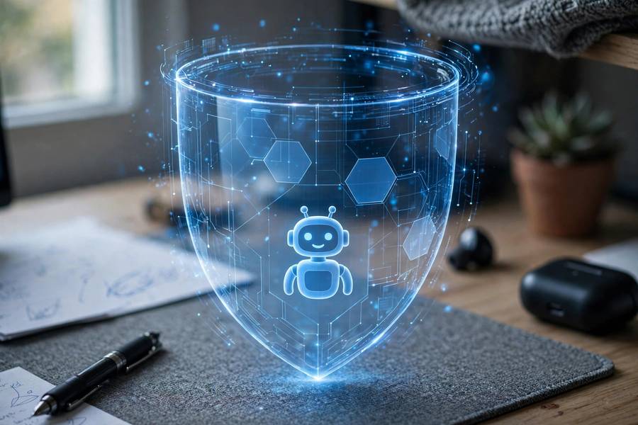 Digital shield representing defenses against prompt injection attacks