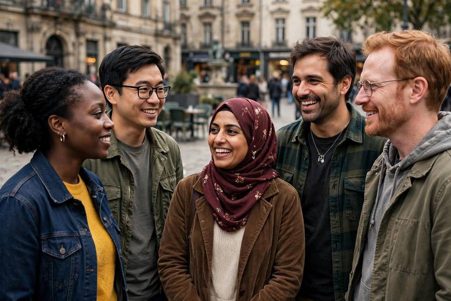Diverse group of people representing communities affected by racial bias in AI