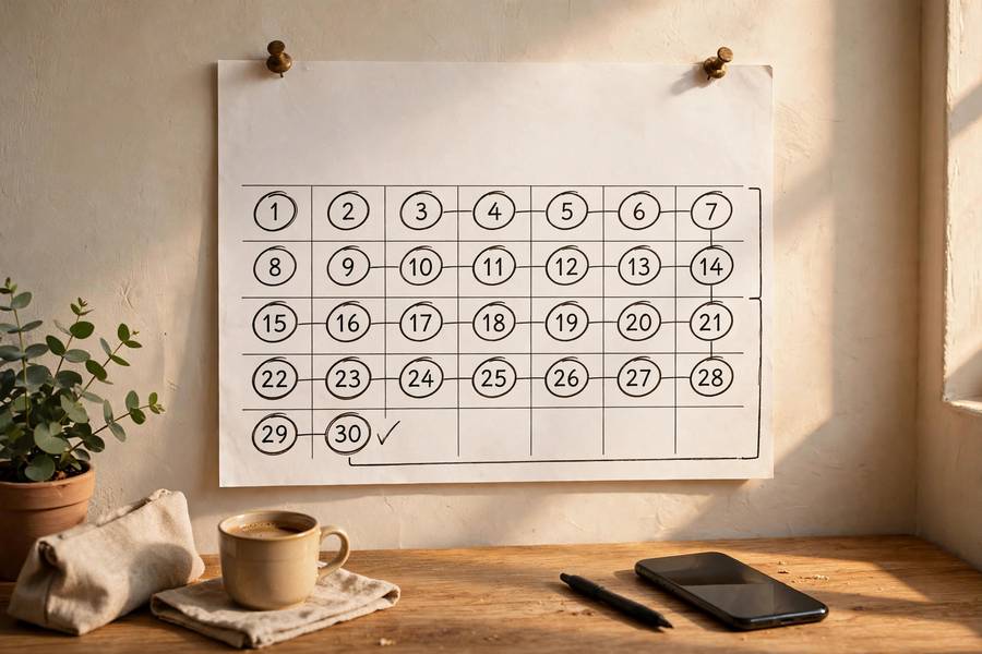 Calendar marking the 30-day photo recovery window