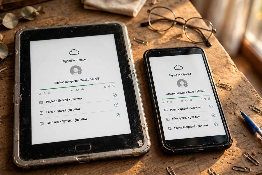 Old tablet and phone signed into the same cloud account