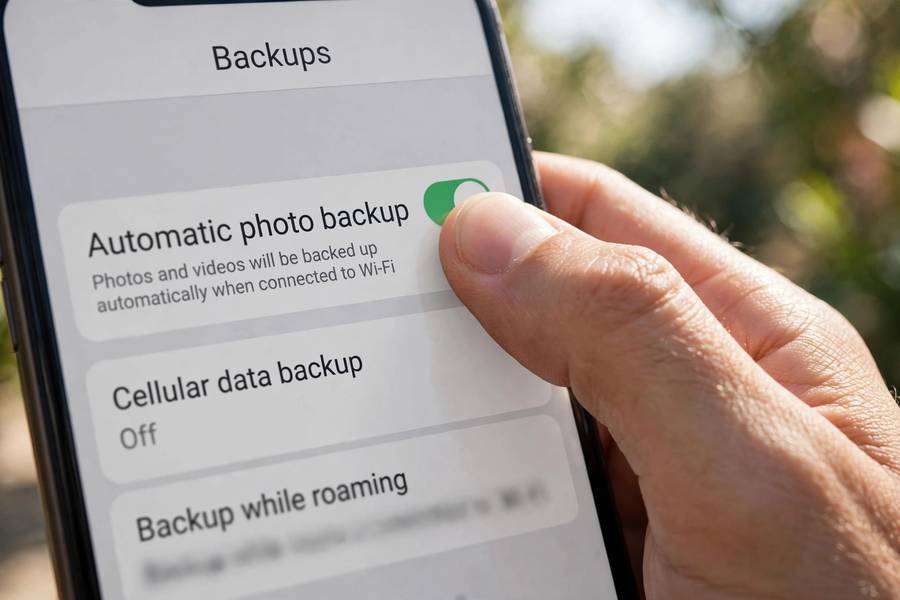 Turning on automatic photo backup in phone settings