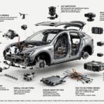 Self Driving Car Technology: From Sensors to Software Exploded technical view of self driving car technology components