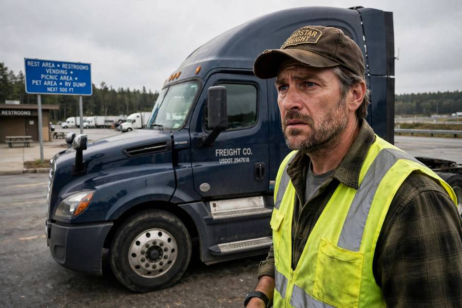 Truck driver at a rest stop representing self driving cars pros and cons for jobs