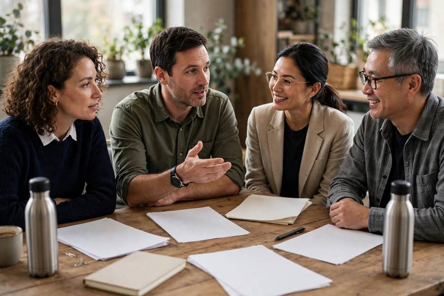 Employee ownership meeting with shared documents