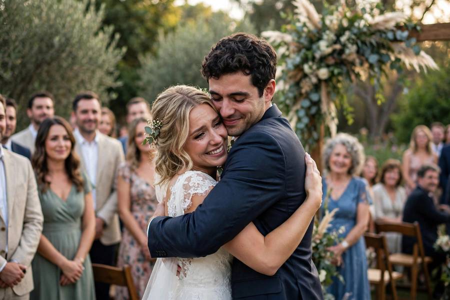 Outdoor wedding ceremony moment