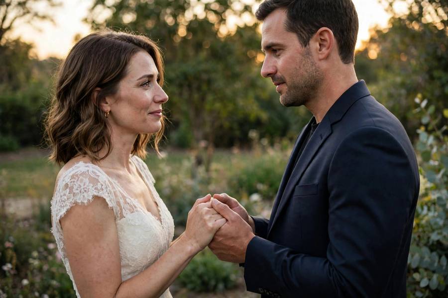 Intimate vow exchange moment