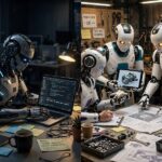 Single Agent vs Multi Agent Systems: Which Architecture Wins? Single robot versus team of robots illustrating agent architectures