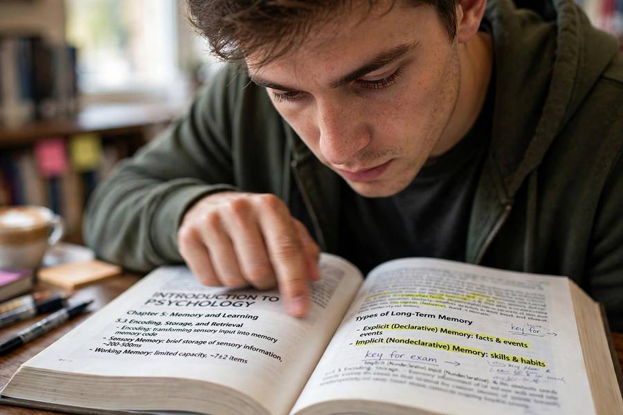 Skimming through a textbook chapter quickly