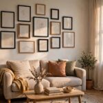 Small Apartment Wall Decor Ideas That Make Tiny Rooms Feel Bigger Cozy small apartment living room with gallery wall of framed art above sofa