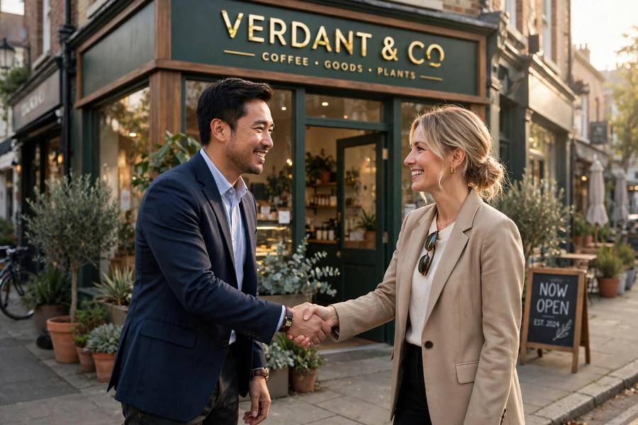 New partners shaking hands, the hopeful start examined in small business partnership pros and cons
